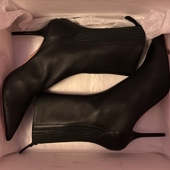 AQUAZZURA Saint Honore Leather Booties 85mm Black Size 40 US 10 NIB - Picture 4 of 6